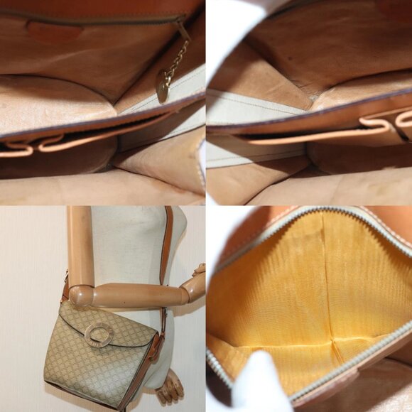 CELINE Macadam Canvas Shoulder Bag Beige Gold Auth ep5915 - Picture 13 of 14